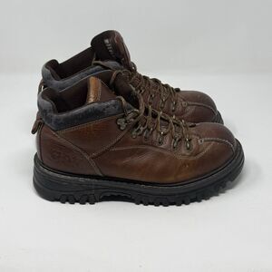 VTG GBX Chunky Y2K 90s Leather Boots Lug Sole Lace Up Brown Men\'s Sz 9 M Gbx brown leather chunky - Gem main image 3